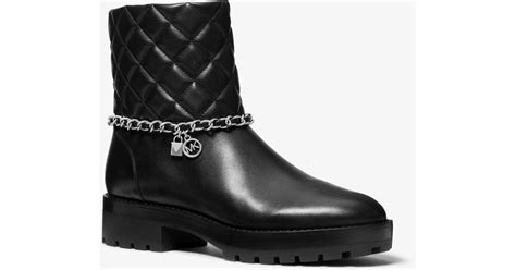 michael michael kors elsa quilted leather chain boot|Elsa Quilted Leather Chain Boot .